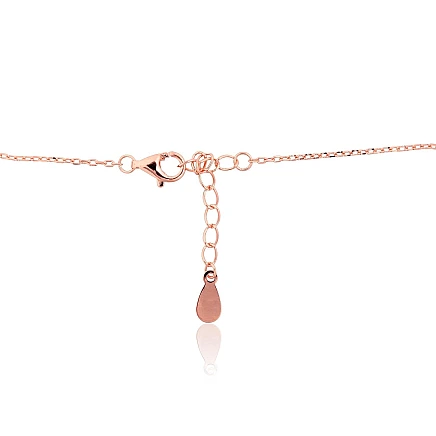 Kuldkattega,  - Hõbekaelaehe, 42, 2.1 g, Hõbe 925 proov, punane kuld (kate), Tsirkonid, Reguleeritav pikkus